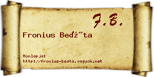 Fronius Beáta névjegykártya